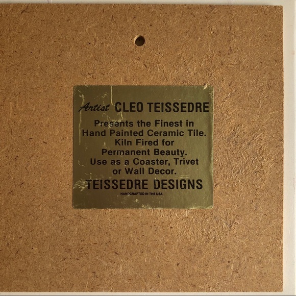 Vintage Cleo Teissedre Handpainted Southwestern Children Ceramic Tile EUC - Picture 3 of 3